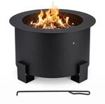 Relaxdays Feuerschale Stahl Schwarz Doppelwandig Raucharm 34 cm x 56 cm 10,2 kg