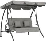 Outsunny 3 Sitzer Hollywoodschaukel mit Liegefunktion Grau 209 x 114 x 170 cm