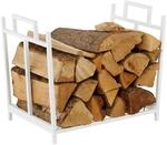 Relaxdays Kaminholzregal Eisen Wei&szlig; Faltbar 41 cm x 45 cm x 33 cm 1,9 kg