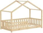 ML-Design Hausbett 80x160 cm Natur aus Kiefernholz mit Rausfallschutz