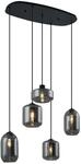 QAZQA Moderne H&auml;ngelampe Schwarz mit Rauchglas 5-flammig Sheena