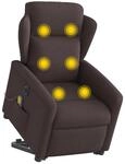 vidaXL Elektrischer Massagesessel mit Aufstehhilfe Dunkelbraun Stoff 3303169