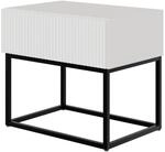 Selsey Nachttisch Veldio Rillenfront Schwarzes Gestell Wei&szlig; 50 cm