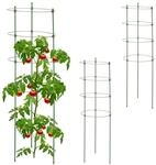 Relaxdays 3er Set Tomatenturm Eisen Kunststoff Gr&uuml;n H&ouml;henverstellbar 91 cm x 28 cm