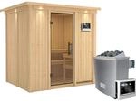 Karibu Sauna Bjarne, Ofen, externe Steuerung Easy, Glast&uuml;r, LED-Dachkranz