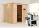 Karibu Sauna Dilja mit Ofen externe Stg.Easy LED-Dachkranz Natur