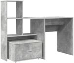 vidaXL Schreibtisch Betongrau 131,5 x 50 x 106,5 cm Holzwerkstoff 3337268