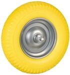 Relaxdays Schubkarrenrad 4.00-8 Vollgummi Gelb-Grau Pannensicher mit Achse 39 cm x 9