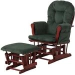 MCW Relaxsessel C76 mit Hocker Stoff Cord &Ouml;ko-Tex Gr&uuml;n Gestell Dunkel