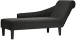vidaXL Chaiselongue mit Kissen und Rechter Armlehne Schwarz Stoff 4009767