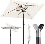 Sekey Sonnenschirm 300 x 200 cm Rechteckig Gartenschirm mit LED Solar...