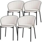 ML-Design Esszimmerst&uuml;hle 4Er Set Beige mit Stoffbezug & Metallbeinen