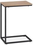 Relaxdays Beistelltisch Stahl MDF Schwarz Holzoptik C-Form Verstellbare...