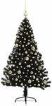 vidaXL K&uuml;nstlicher Vorbeleuchteter Weihnachtsbaum Schwarz 150 cm PVC 3397132