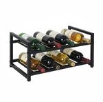 Relaxdays Weinregal Metall Schwarz F&uuml;r 8 Flaschen 21,5 cm x 42,5 cm x 24,5 cm