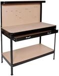 Tectake Werkbank Mit Lochwand Gro&szlig;e Schublade 120 x 60 x 156 cm Schwarz