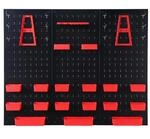 Relaxdays Werkzeuglochwand Stahl Schwarz Rot mit 29-teiligem Zubeh&ouml;r 60 cm x 40 cm x