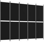 vidaXL 5 Tlg Paravent Schwarz 250x200 cm Stoff 350237