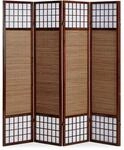 Homestyle4u 4-tlg. Paravent in Braun 176x175 cm 89