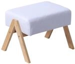Relaxdays Fu&szlig;hocker Bambus Stoff Creme Belastbar 30 cm x 40 cm x 28 cm 4,6 kg