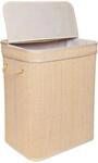 Relaxdays W&auml;schekorb Bambus Natur mit Deckel 90 L