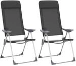 vidaXL Klappbare Campingst&uuml;hle 2 Stk Aluminium Schwarz 44305