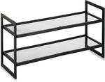 Zeller Schuhregal mit 2 Ablagen Stapelbar Metall 36 cm x 24 cm x 70 cm Schwarz