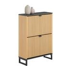 SoBuy Schuhschrank Schmal mit 2 Klappen Schuhregal Schuhkommode 60x88x24cm...
