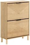 SoBuy Schuhschrank Schmal Schuhkommode mit 2 Klappen in Holzoptik 60x83x24cm