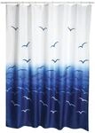 MSV Duschvorhang M&ouml;wen 180 cm x 200 cm Blau-Wei&szlig;