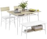 HOMCOM Essgruppe mit 2 St&uuml;hlen Stahl MDF Eiche 110L x 70B x 75H cm