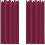 vidaXL Verdunkelungs-Vorh&auml;nge mit Ringen Weinrot Polyester 4107355