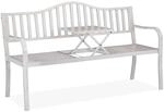 Relaxdays Gartenbank Stahl Wei&szlig;-Bronze mit Klapptisch 89 cm x 150 cm x 58,5 cm...