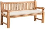 DELUKE Gartenbank Teakbank DABEL Holz Creme 180x61x93cm Holzbank 180cm Mit...