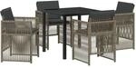 vidaXL Garten Essgruppe 5-Tlg Grau Poly Rattan 3380653