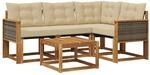 vidaXL Outdoor-Sofagarnitur mit Kissen 5 Stk Natur und Beige 3381933