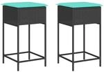 vidaXL Garten-Barhocker mit Kissen 2 Stk Schwarz Poly Rattan 368325