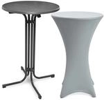Beautissu Bellini Stehtisch &Oslash; 70cm Grau mit Stella Stehtischhusse &Oslash; 70cm...