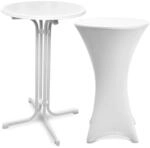 Beautissu Bellini Stehtisch &Oslash; 60cm Wei&szlig; mit Stella Stehtischhusse &Oslash; 60cm...