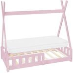 ML-Design Kinderbett Tipi 70x140 cm Rosa mit Matratze Rausfallschutz Lattenrost