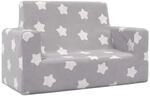 vidaXL Kindersofa 2-Sitzer Hellgrau mit Sternen Weich Pl&uuml;sch 4104796