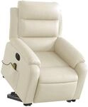 vidaXL Massagesessel mit Aufstehhilfe Elektrisch Creme Kunstleder 3205064