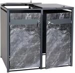 PROREGAL M&uuml;lltonnenbox 2er 117x132x80cm Anthrazit Marmor-Optik Dunkel
