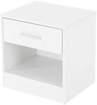 ML-Design Nachttisch mit Einer Schublade Offenem Fach Wei&szlig; Holz 36,5x38,5x30cm