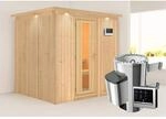 Karibu Sauna Dilja mit Ofen externe Stg.Easy LED-Dachkranz Natur