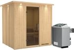 Karibu Sauna Stina inkl. Ofen 9 kW mit integr. Steuerung, Dachkranz, T&uuml;r...