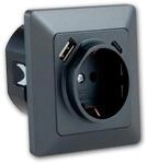 ChiliTec MILOS Steckdose mit USB CPDanthrazit mit Rahmen
