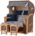 bene,iving Strandkorb Komplettset Ammersee Teak Bullauge PE Grau Modell 518