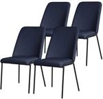 ML-Design Esszimmerst&uuml;hle 4Er Set Dunkelblau Stoffbezug-Metallbeine