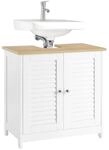 SoBuy Waschbeckenunterschrank Badeunterschrank Wei&szlig;natur FRG237-W